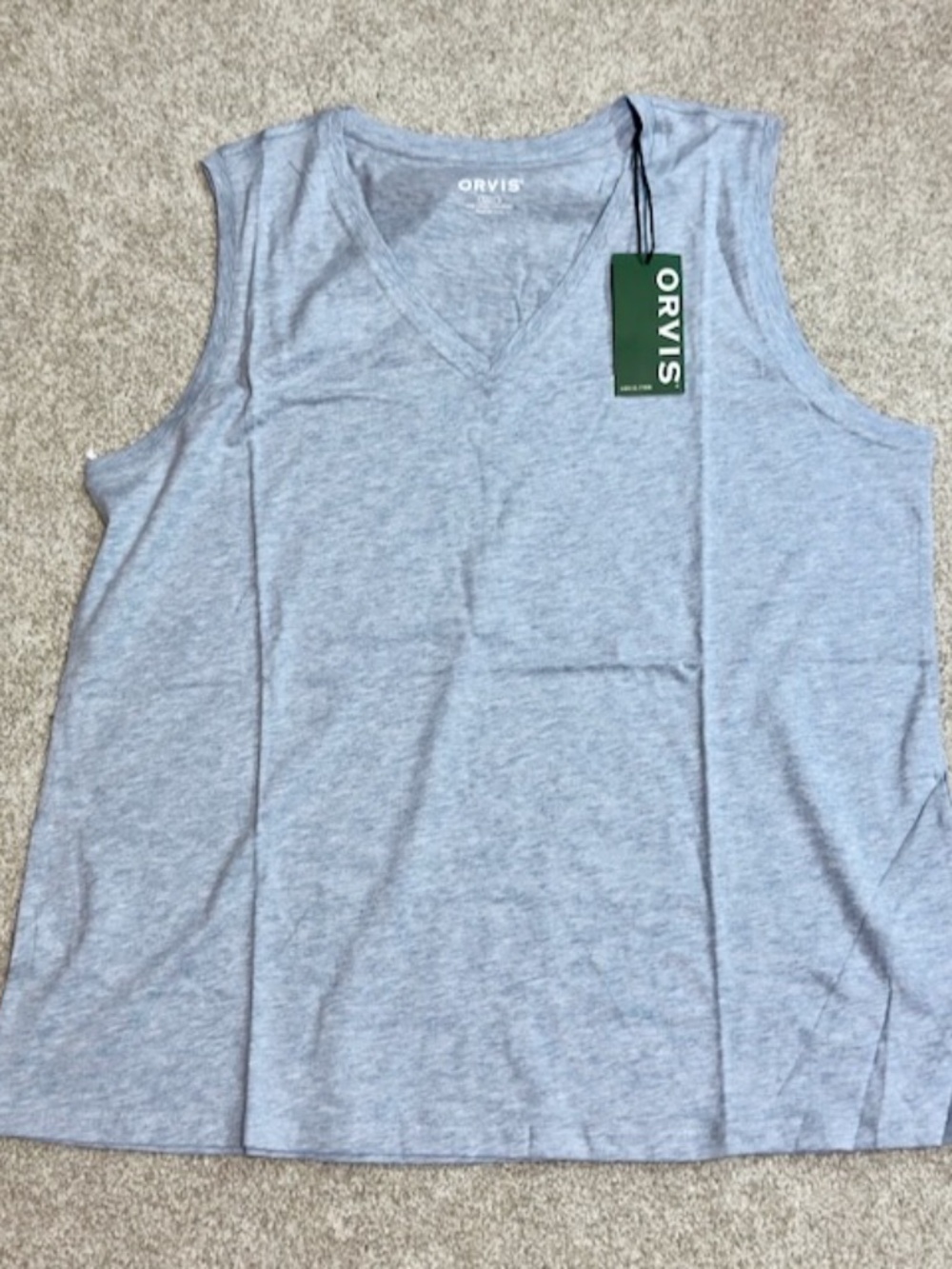 Orvis V-Neck Terra Dye Relaxed Knit Tank Top Light Blue Size XL NEW WITH TAGS